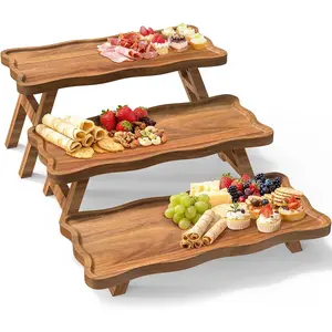 Acacia  3 Tier Cupcake Stand, Serving Tray for Party, Foldable Dessert Table Display Set, Tiered Tray Decor for Party, Birthday, Wedding, Christmas