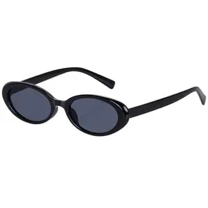 Retro Oval Sunglasses for Women, Y2K Vintage Cat Eye Sunglasses, 90s Narrow Small Frame Shades, Trendy Aesthetic UV Protection Sun Glasses, Lightweight Fashion Shades for Women Tortoise Shell Black Oval Sunglasses Streetwear Festival Beach Eyewear