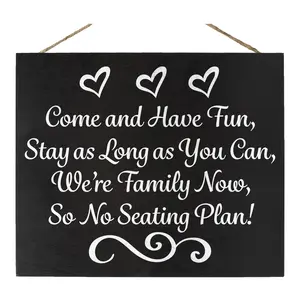 JennyGems Wedding Seating Sign No Seating Plan Wedding Sign, Wedding Ceremony and Reception Decorations, Wedding Welcome Sign, 14.5x11.5 Inch Rustic Wood Sign