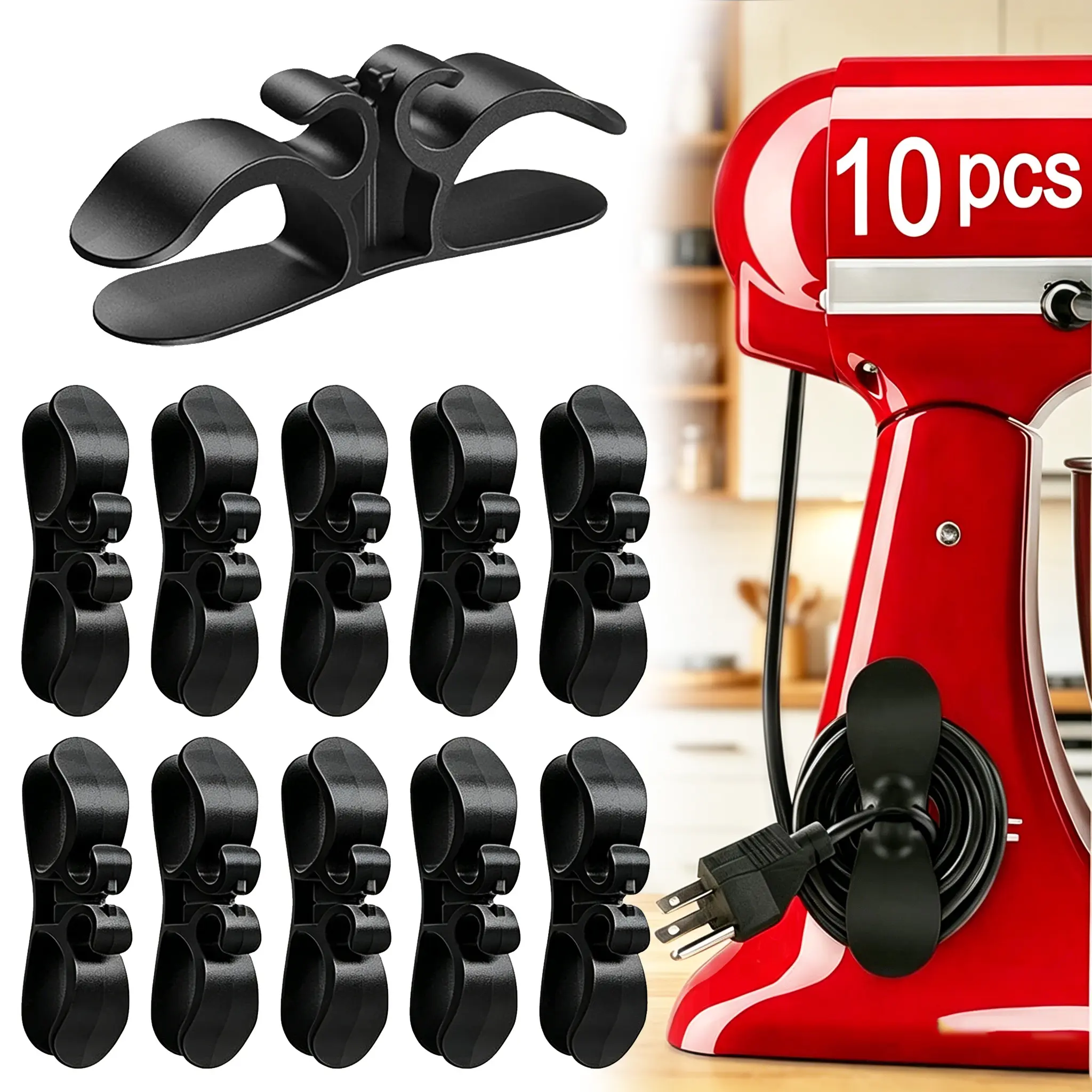 Upgraded Cord Organizer - 3M High-Bond Adhesive, TPR Silicone, Butterfly Shape, Durable, BPA-Free, 70% Kitchen Equipment Compatibility, Damage-Free Adhesive Wall Mount Cable Management Ring Hooks & Rails for Home Essentials,dorm essentials,home decor
