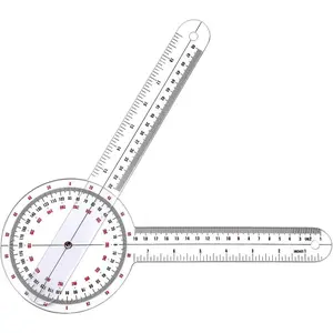Goniometer 12 inch, Transparent Orthopedic Angle Ruler Plastic Goniometer, 360 Degree Clear Protractor Physical Therapy for Body Measuring Tape Goniometer Protractor Ruler