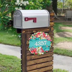 Designocracy MA81853033-24 24 x 18 in. Floral Wreath Wooden House Number Sign Decor - Large