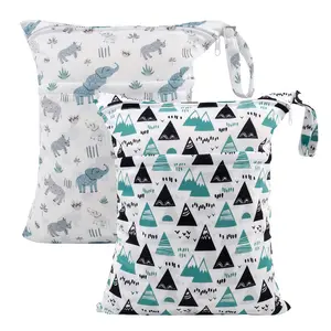 2pcs Superior Waterproof Wet Dry Bags,Reusable Two Zippered Pockets, Travel,Beach,Pool,Daycare,Soiled Items,Yoga Gym Bag,wet bag for swimsuit LZD2526A