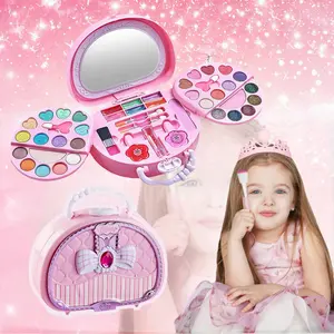 Makeup Set, Washable Cosmetic Toy, Portable Realistic Handbag Toy, Educational Pretend Play Cosmetics, Mirror Included, Kids Vanity, 3-9 Years Old