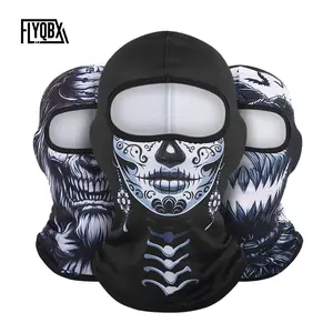 Unisex Breathable Sun Protection Face Mask Head Cover, Cool Skull Print Balaclava Hat, Outdoor Sports Multifunctional Neck Gaiter