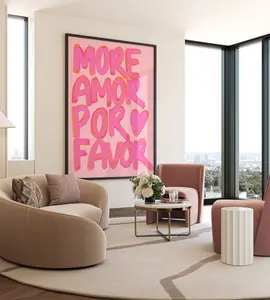 More Amor Por Favor Pink Print, Trendy Pink Girly Wall Art, Bedroom Dorm Room Aesthetic, Handwritten Quote Poster (UNFRAMED)