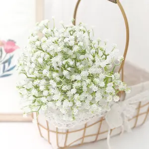 50 Pcs White Artificial Baby's Breath Bulk Decorative Flowers, Under $10 Value Pack Faux Gypsophila Filler for Wedding & Party Bouquets