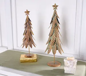 Cozy Cottage by Liz Marie Set of 2 Metal Gold Leaf Trees