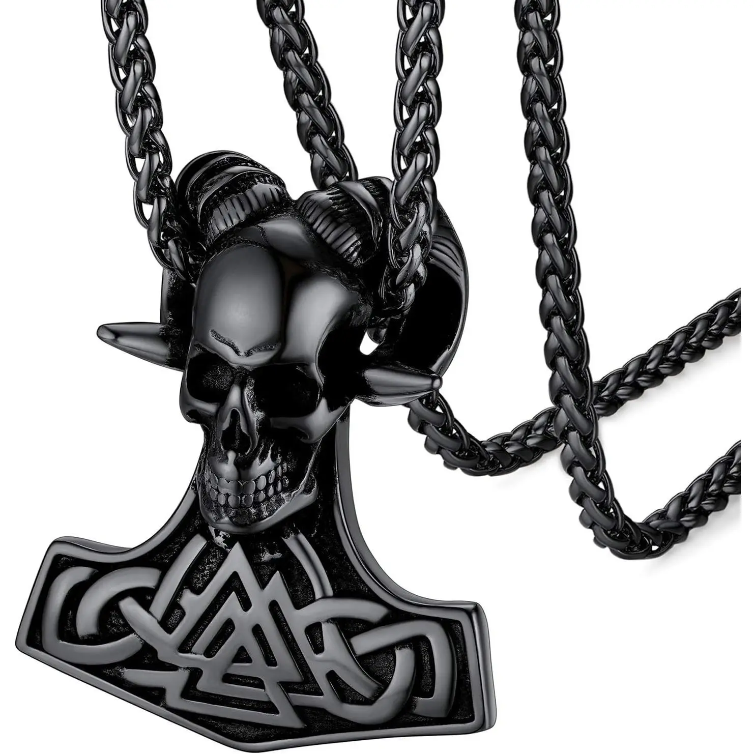 12. Thor Hammer&Goat Skull-Black