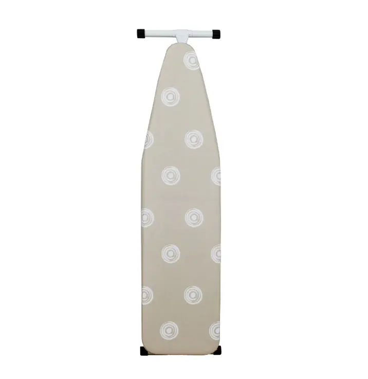 Mainstays Full‑Size T‑Leg Ironing Board & 53" x 14", Adjustable Height, Steel Frame, Thick Padded Cotton Cover, Non‑Slip Feet, Beige