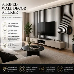 European Thick 3D Grid Wall Panel, 3.0m X 40.01cm, Self-Adhesive Decorative Modern Striped Wallpaper, Easy Peel and Stick, Made of Vinyl PVC Material