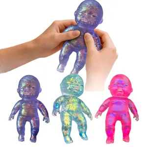 Glitter Squishy Baby Fidget Toy 3PCS 3.15/5.51inch Slow Rising Sensory Toy Soft Moldable Stress & Anxiety Relief Toy for Kids & Adults Perfect for Easter Baskets Christmas Stockings & Birthday Gifts