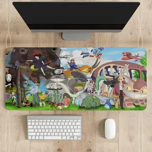 Everything's Ghibli Studio Accessories Store - 10 Special Designs Ghibli Inspired Desk Mat Kawaii Studio Ghibli Office Decor Perfect Gift for Fans Non Slip Durable Hemmed Edges Multifunctional Vibrant Print Easy to Clean