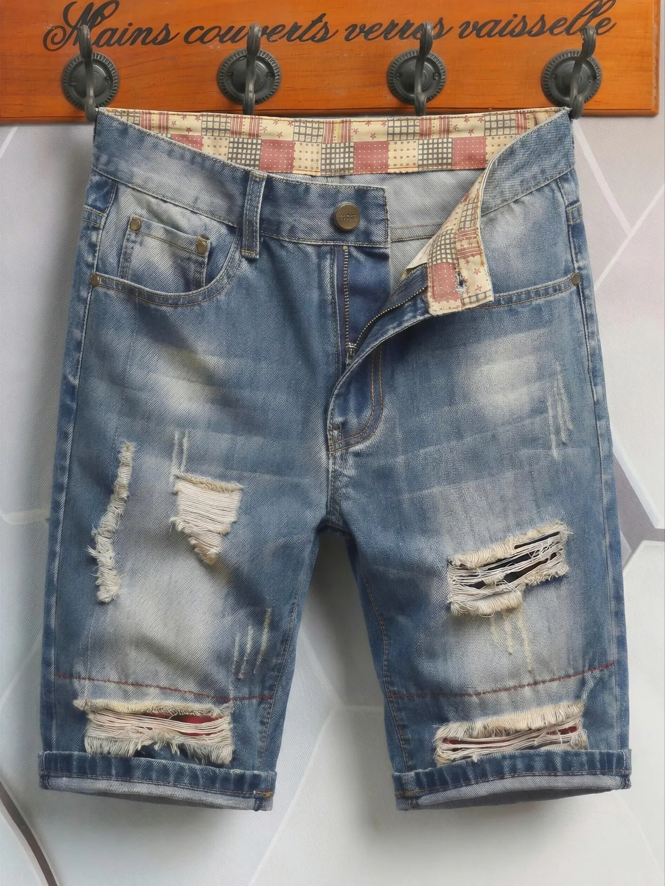 Men's Regular Fit Plain Ripped Jeans Denim Denim Shorts, Casual Comfy Fashion Cowboy Style Shorts for Summer, Men's Bottoms for Daily Wear, Casual Fashionable Shorts