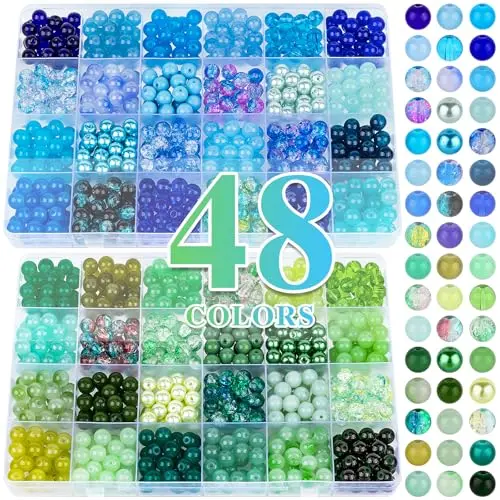 2Box Blue&Green Glass Beads