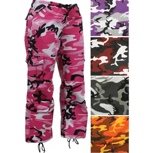 Womens Camo Military Fatigues, 8-Pocket Cargo Army Paratrooper Ladies BDU Pants