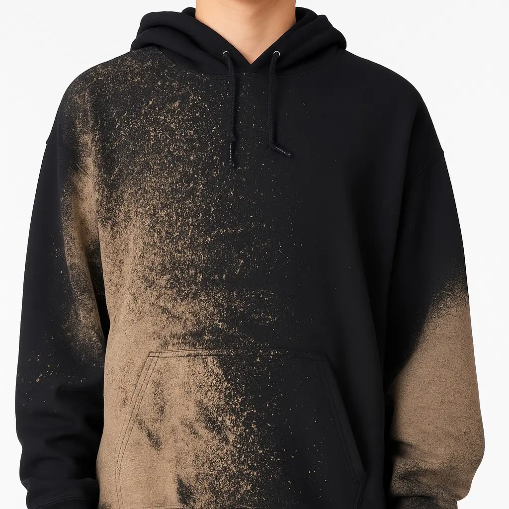 Handmade Bleach Splatter Hoodie – One-of-a-Kind Streetwear