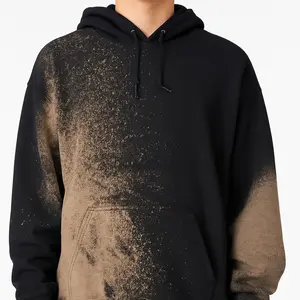 Handmade Bleach Splatter Hoodie – One-of-a-Kind Streetwear | Oversized Unisex Black Hoodie