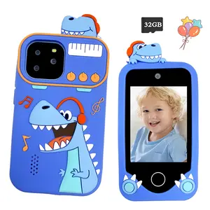 Kids Learning Smartphone Toy Learning Tool with Touch Screen, Dual Cameras, 32GB Card, Educational Games, Mp3 Player, Dinosaur Cover, Age 3-12