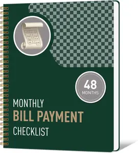 Monthly Bill Payment Checklist & Financial Planner Notebook  4-Year Budget Organizer with 960 Bill Records, Income & Expense , Debt Payoff Log, and Savings Goals
