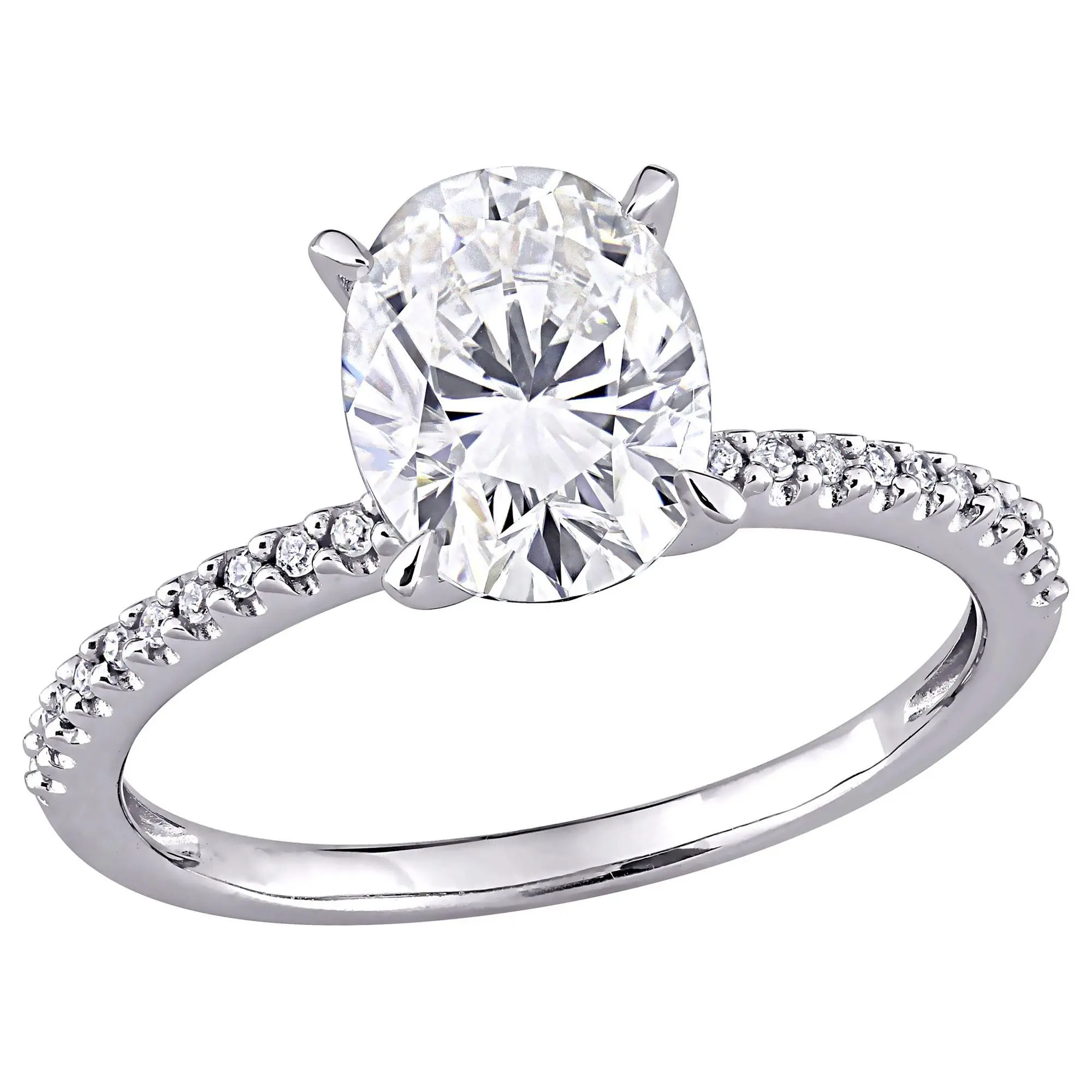 MoissanIce Moissanite 1.95 cttw & Diamond Accent Ring, 14K