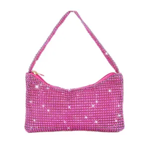 Women's Pink Rhinestone Party Purse with Quality Lining