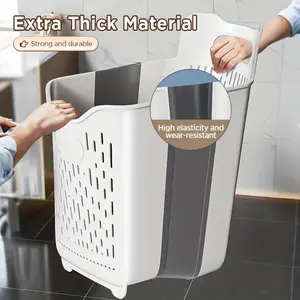 Extra-large household laundry basket, foldable and wall-mounted, High Elasticity, suitable for bathroom storage, made of durable materials with extra-large capacity, easily stores family laundry, a must-have home essential for organizing dirty clothes