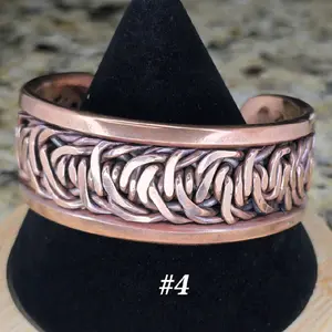 #4 Pure Copper 6 1/2" x 1"   Hand-Woven Cuff Bracelet – Handmade Artisan Jewelry – Unisex – Gift Ready