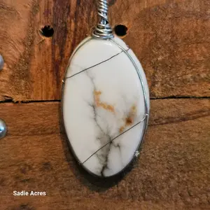 Sadie Acres Howlite Pendant with Unique Wire Wrapped Design and Natural Stone Features