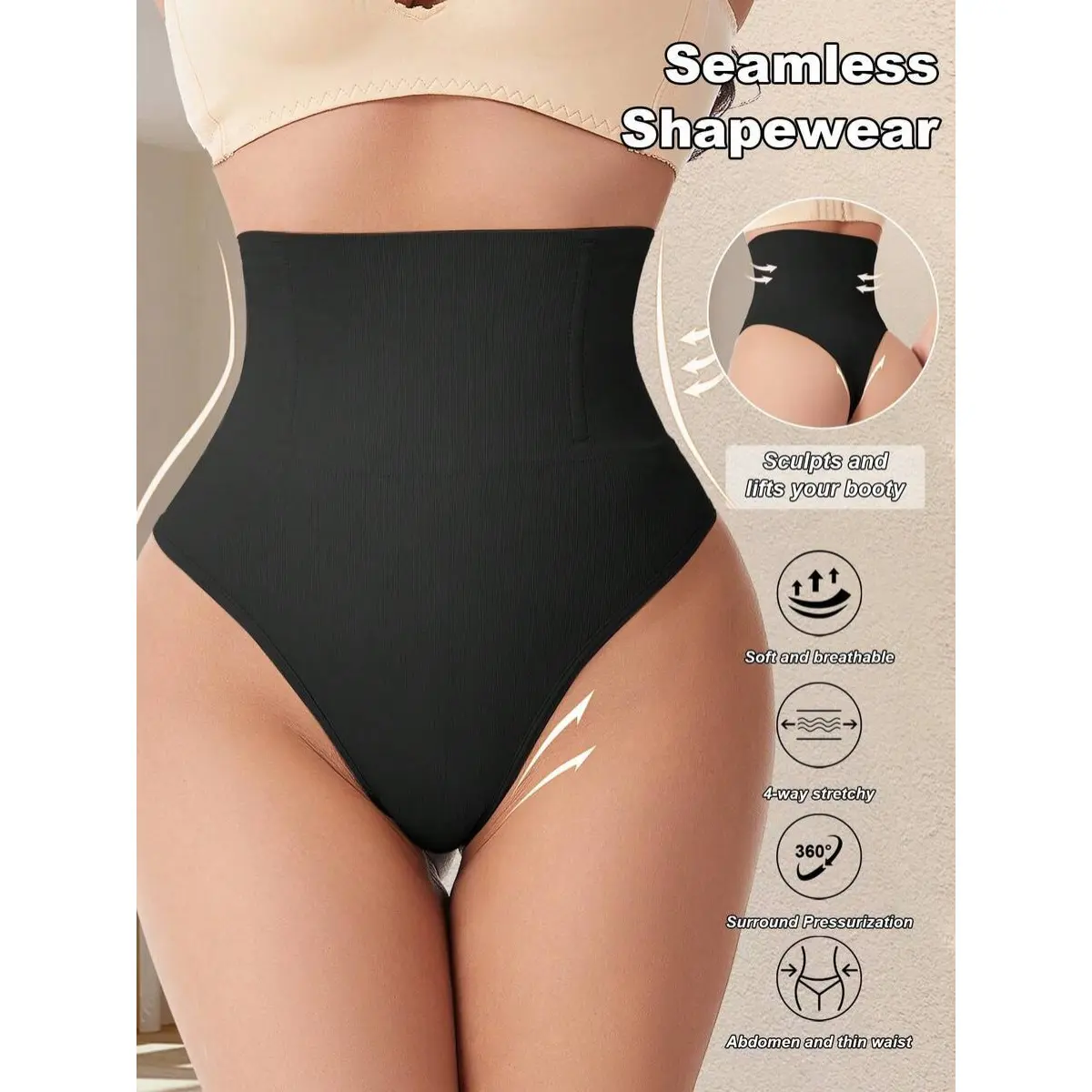 High Waist Seamless Shapewear-Style Panties For Women, Smooth-Look Innerwear For Dress Layering Daily Outfits