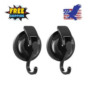 Heavy Duty Vacuum Suction Cup Hooks, Matte Black, 2 Pack