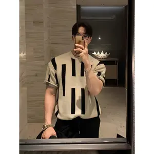 New Men's Round Neck Knitwear Short Sleeve Sweater