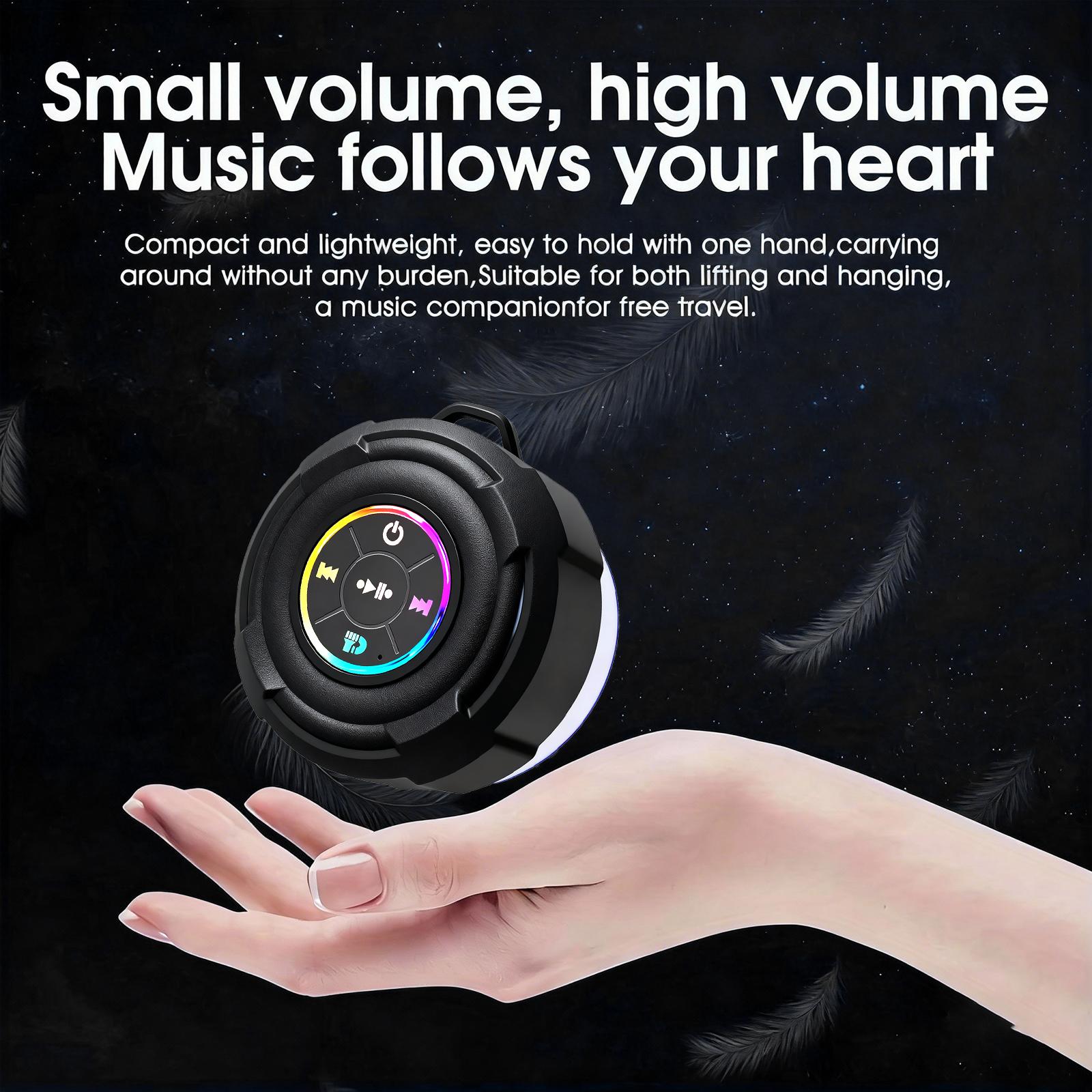 Portable bathroom speaker, 24-hour long battery life, bathroom audio system, dynamic RGB lighting, Bluetooth speaker, suitable for bathroom activities with children, travel, family entertainment, and gaming. High dynamic range。