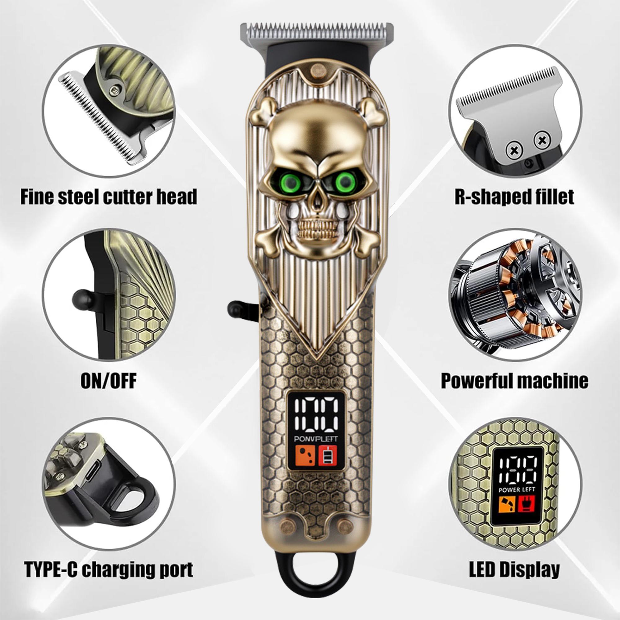 Professional Cordless Hair Clipper for Men - T-Blade Zero-Gap Trimmer with Detail & Fading Combs, Rechargeable All-in-One Beard, Mustache & Body Trimmer, Home Barber Precision Grooming, USB Fast Charging