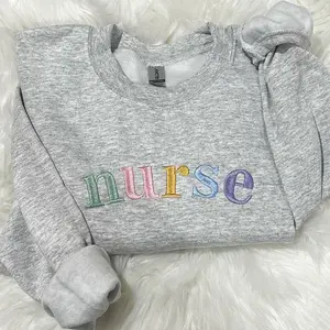 Nurse pastel colors embroidered sweatshirt