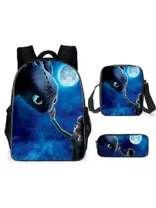 Fashion Dragon Wing Bag 3pcs Backpack Set | Includes Casual Backpack, Crossbody Bag, Organizer Bag, Unisex, Wear-Resistant, Lightweight, Durable, with Inner Pocket, Ideal for Travel, Commuting, Holiday/Christmas Gift