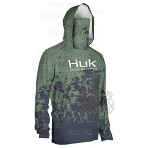 Huk Performance Fishing Shirts Men Hooded UPF 50+ Quick Dry Breathable Long Sleeve Sun Protection Rash Guard Casual Jersey Sport Gym Workout Top fishing clothing fishing construction Athletic Mesh Athletic Men's Waterproof Insulated usa world 2026 jerseys