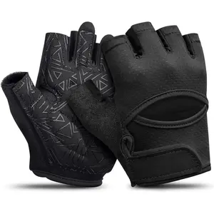 Ventilated Workout Gloves with Full Palm Protection Weight Lifting Gloves Shock Absorption Gym Gloves Fingerless Fitness Gloves for Men Women
