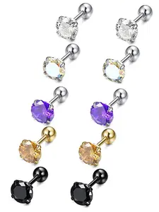 Artificial Zircon Decorated Earrings Studs Earrings, Cute Piercing Jewelry for Women & Girls, Body Jewelry for Daily & Party Wear