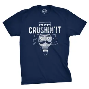 Mens Crushin It T Shirt Funny Christmas Nutcracker Tee Mens Funny T Shirts Cool Vintage Fashion T-Shirt Gift Classic Menswear Christmas Apparel for Men Novelty Tees for Guys Navy