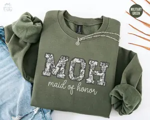 Toile Maid of Honor Floral Sweatshirt, Coquette Bridal Getting Ready Outfit, MOH Proposal Sweater, Luxury Bachelorette Tee, Matron Of Honor Gift