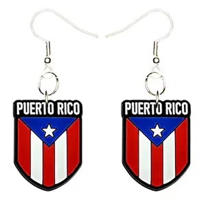 Puerto Rico Earrings Hypoallergenic Silver Plated Fishhooks Yazzle Dazzle Banner Country Flag