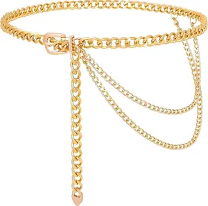 SUOSDEY Waist Chain Belt Women Ladies Adjustable Body Waist Link Belts for Jeans Dresses boho style woman casual waist belt