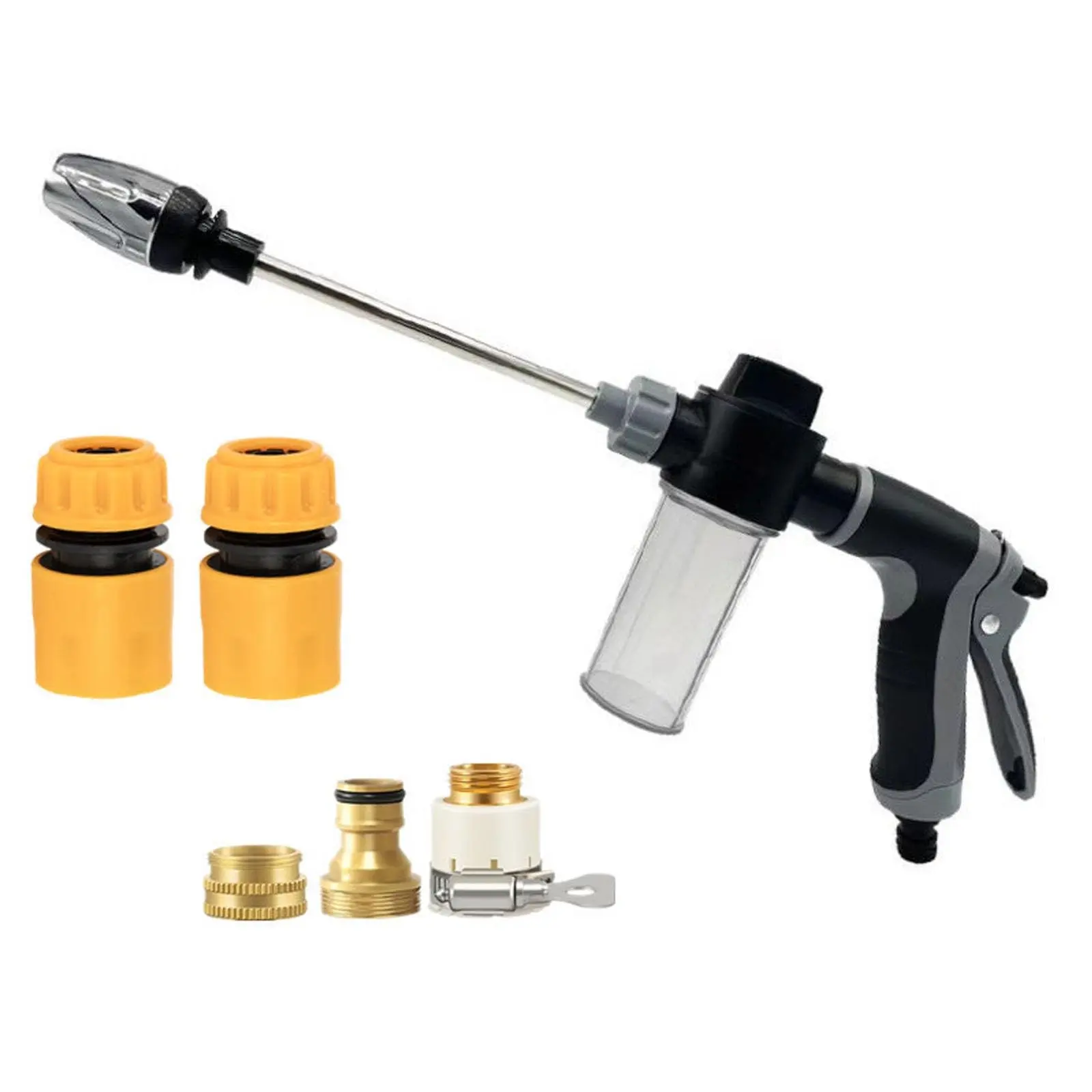 High-Pressure Water Gun Long Handle Car Wash Tool, Metal Extended Pole Rubber Grip, Home Use Washing Equipment, Durable Cleaning Accessory, Car Wash Sprayer, Car Wash Jet, Car Wash Nozzle, Car Washing Supplies