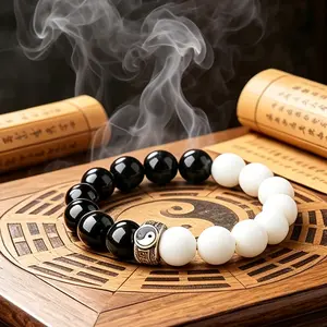 Black & White Tai Chi Bagua Bracelet for Men and Women — Symbolizes attracting wealth, bringing blessings, and safeguarding peace.