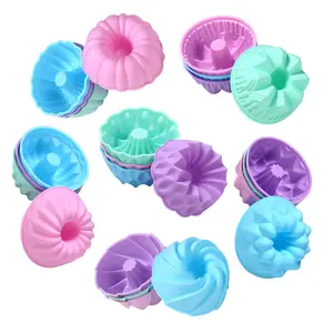 24Pack Silicone Molds, Nonstick 3 inches Silicone Donut Mold, Silicone Baking Cups, Silicone Donut Pan, Muffin, Jello, Bagel Pan, Oven- Microwave- Dishwasher Safe
