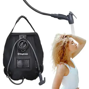 KingCamp Solar Shower Bag, Leak-Proof Design Camping Shower Bag with Thermometer, Removable Hose & Switchable Shower Head, 5 gallon/20L