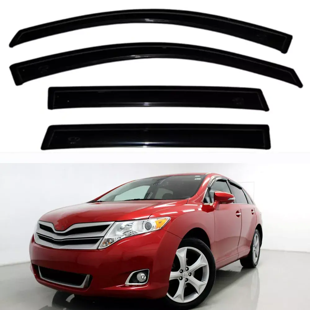 Reinforced ABS Side Window Visors, 4-Piece Sun-Rain-Wind Guards for 2009-2016 Toyota Venza, Vehicle-Specific Curved Fit Exterior Accessory, 3M Automotive-Grade Tape, Brand New & Ready to Ship, Effortless Install, Tool-Free (Crack Your Window Open Safely)