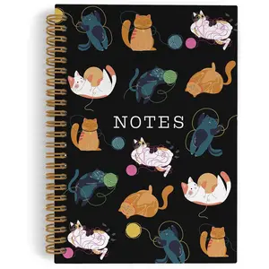 Cats Spiral Notebook Journal, Cute  Gifts for Cats Lovers, Kitty Notebooks for School Work, Black Cats Notebook,  Office Supplies Gifts for Girls  Women, 5.5x8.3 Inch