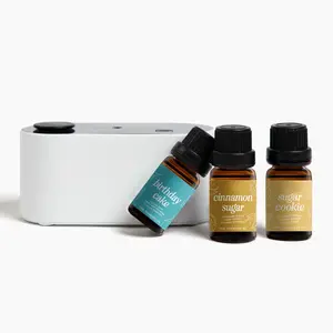 Waterless Travel Diffuser Gift Set - Rechargeable Diffuser for Aromatherapy - Includes 3 Fragrance Oils - Fragrance Dispenser for Office and Home - Bakery, White